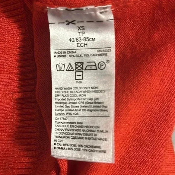 [XS]Banana Republic Red Silk/ Cashmere Blend Crew  Neck Pull over L/S sweater - Picture 10 of 13